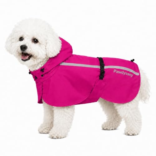 Stretch Fabric Dog Raincoat with Hood (Hot Pink / Small)