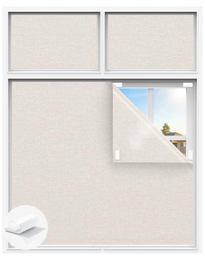 Linen Blackout Curtains for Bedroom (Cream / 58"W x 70"H)