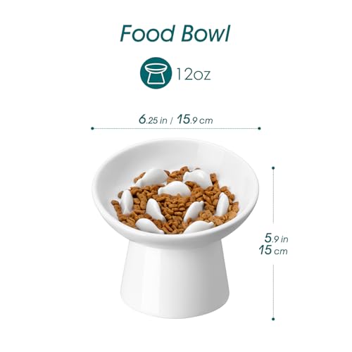 Ceramic Slow Feeder Cat Bowl (White)
