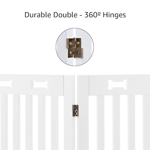 29.5'H Free Standing Tall Wooden White Dog Cat Gate (Black / 80"W×29.5"H)