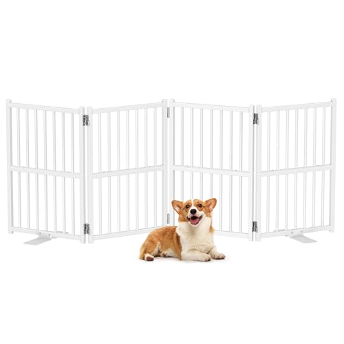 Dog Gate Indoor (White / 4 Panel-23.62''H, Up to 63.78’’ W)