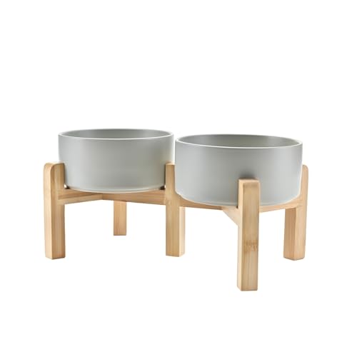 Elevated Dog Bowls Ceramic (6.1 in - 3.6 cups / Grey)
