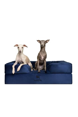 Large Dog Bed (Velvet - Navy Blue / Large)