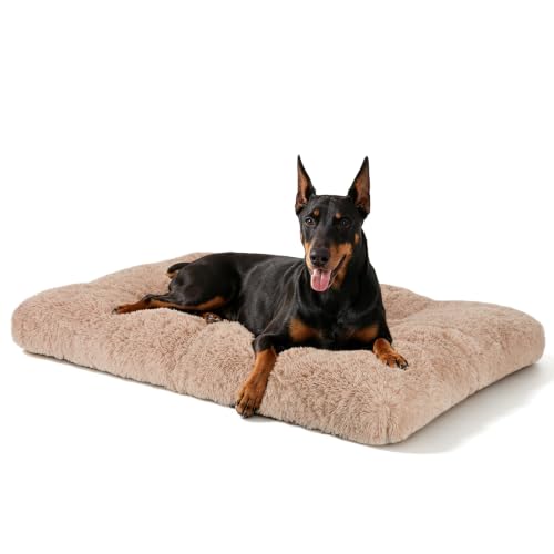 Large Dog Bed Crate Pad (47.0"L x 29.0"W x 4.0"Th / Beige)
