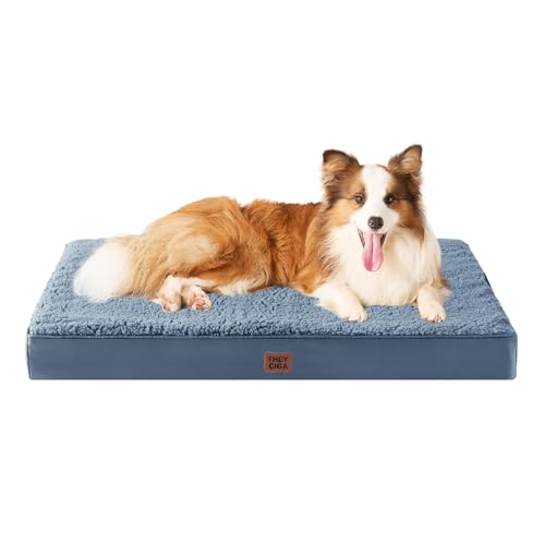 Orthopedic Dog Bed Extra Large with Removable Washable Cover (41*27*3.5 inches / Spa Blue)
