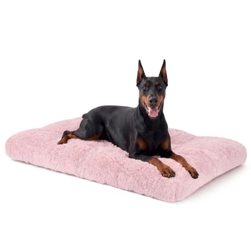 Large Dog Bed Crate Pad (47.0"L x 29.0"W x 4.0"Th / Pink)