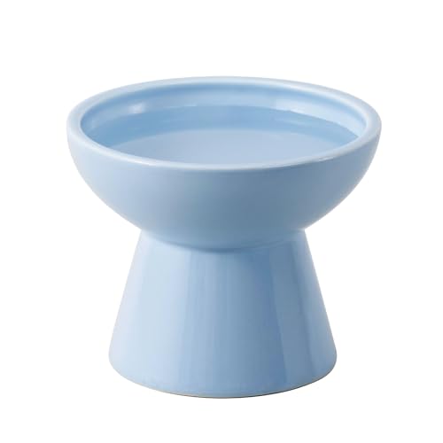 Extra Wide Elevated Ceramic 6.2" Deeper Cat Water Bowl (Blue-Deeper)