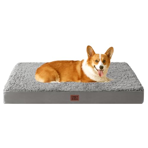 Orthopedic Dog Bed Large with Removable Washable Cover (35*23*3.5 inches / Light Grey)