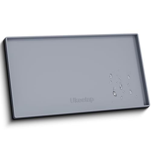 40" x 22" Extra Thick Silicone Mat Waterproof with Raised Edge (Gray / 40"L x 22"W)