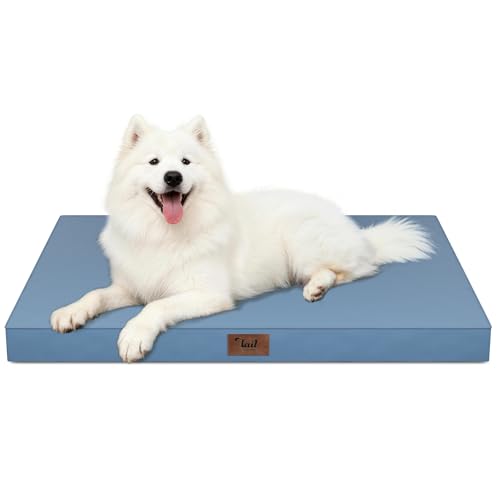 Large Waterproof Orthopedic Dog Bed with Egg Crate Foam (Blue / 41.0"L x 27.0"W x 3.5"Th)
