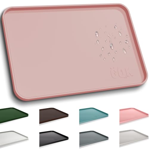 Silicone Dog Cat Food Mat Extra Thick Raised Edge (Dusty Rose / 18"L x 12"W)