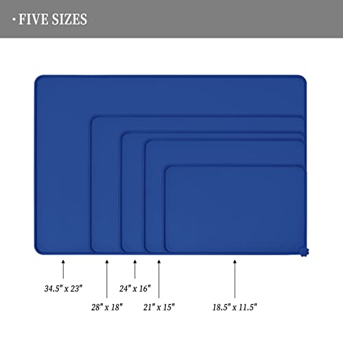 Silicone Pet Feeding Mat (Navy Blue / 24" x 16")