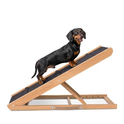 Adjustable Dog Ramp for Bed (Light Brown / 39" Long x 13.4" Walking Space)