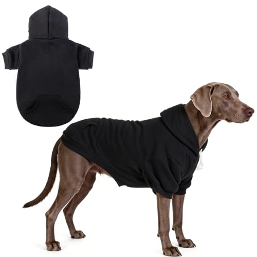 Dog Hoodie for Large Medium Small Dogs (Black / XX-Large)