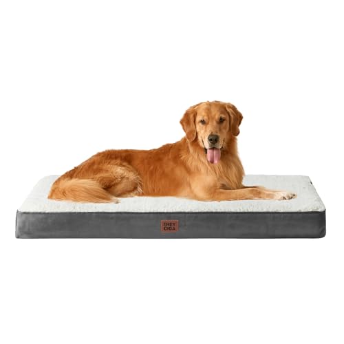 Orthopedic Dog Bed Large with Removable Washable Cover (44*32*3.5 inches / Beige)