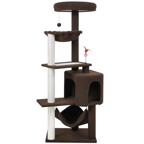 Cat Tree with Cat Condo Scratch Posts Scratch Tablet and Big Hammock (60.2'' Coffee)