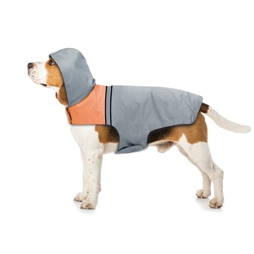 Dog Raincoat with Reflective Strip (M / Grey)