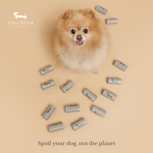100% Certified Home Compostable and Biodegradable Dog Poop Bags (Gray / 60 Bags (4 Rolls))