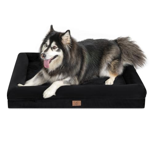 XL Orthopedic Waterproof Dog Bed for Extra Large Size Dogs (Black / 45.0"L x 35.0"W x 7.5"Th)