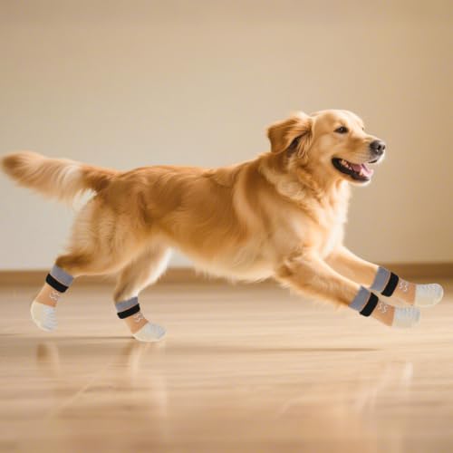 Dog Socks Shoes for Hot Pavement to Prevent Licking Paws (Beige / Large (Paw Width: 3"))