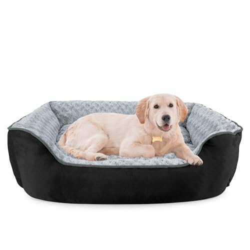 Rectangle Dog Bed for Large Medium Small Dogs (Black / L(30"x 24"x 9"))