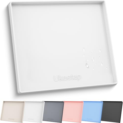 22" x 19" Extra Thick Silicone Mat Waterproof with Raised Edge (White / 22"L x 19"W)