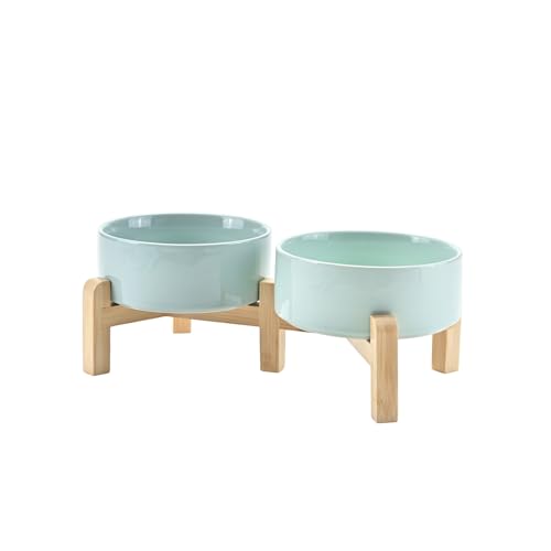 Elevated Dog Bowls Ceramic (5.1 in - 1.7 cups / Light Green)