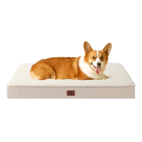 Orthopedic Dog Bed Large with Removable Washable Cover (35*23*3.5 inches / Camel)