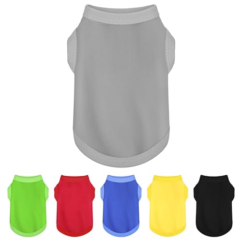 Elevate Your Dog's Fashion Quotient with Colorful and Breathable Sleeveless Cotton Shirts! Perfect Pet Apparel for Small to Medium Dogs Gray S (S-(4~7lb) | Chest(~16.1") / Grey)