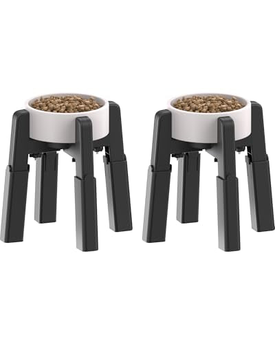 Dog Bowl Stand with Adjustable Height and Width [2 Pack (H: 6.3-10.6''; W: 6.1-10.4'')