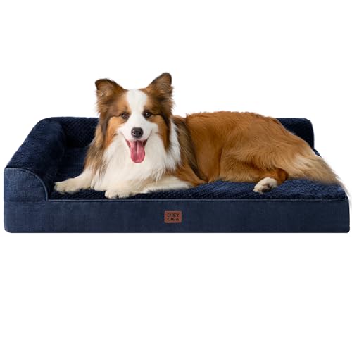XL Dog Bed Memory Foam for Crate (Navy Blue / 41.0"L x 27.0"W x 6.5"Th)