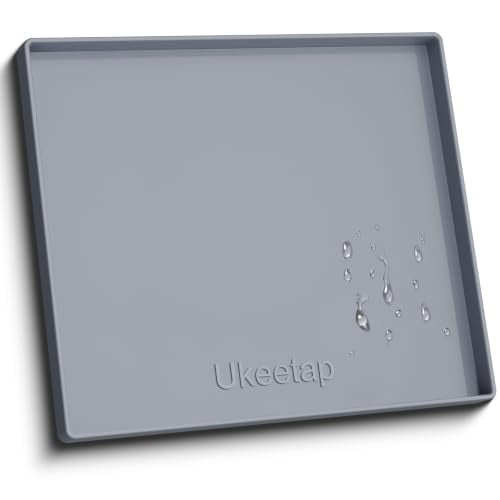 19" x 19" Extra Thick Silicone Mat Waterproof with Raised Edge (Gray / 19"L x 19"W)