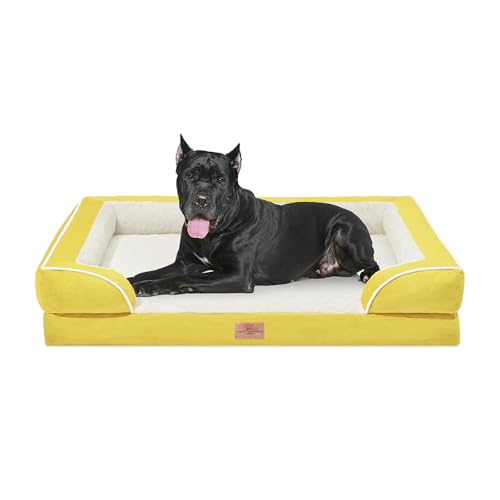 Waterproof Orthopedic Dog Beds for Extra Large Dog (53.0"L x 42.0"W x 8.5"Th / Spicy Mustard)