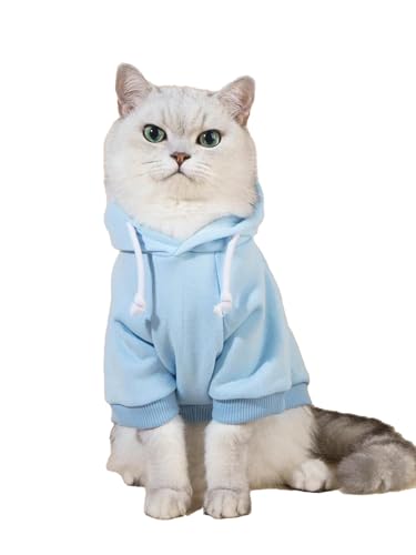 Basic Dog Hoodie Sweatshirt Puppy Sweater Warm Cat Costumes Pet Clothes for Chihuahua Puppy Kitten Small Medium Dogs Light Blue Large (Large / Light Blue)