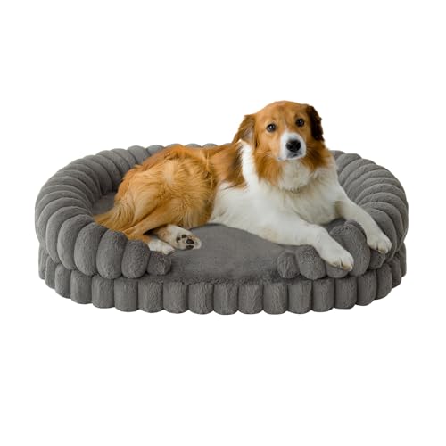 Calming Dog Bed for Large Sized Dogs (Gray / Large)