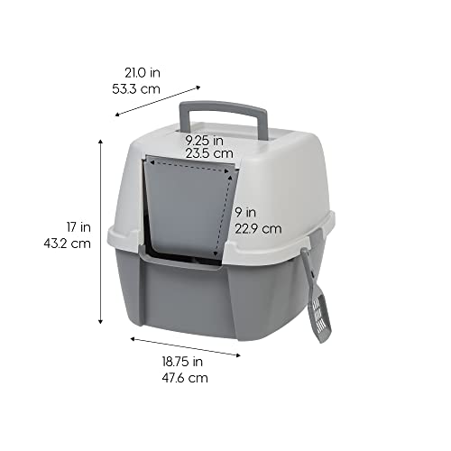 Large Front Door Cat Litter Box (Jumbo Enclosed / Dark Gray w/ Scoop)