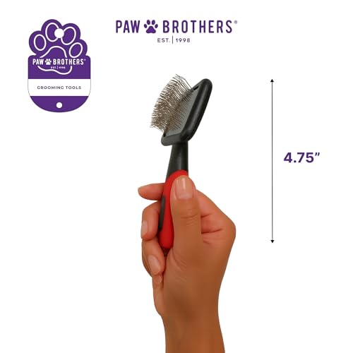 Paw Brothers Mini Pin Tiny Flat Slicker Brush for Dogs (Mini Soft Pin Slicker Brush)