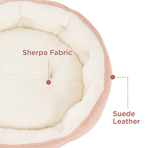 Small Dog Bed Washable (25"L x 21"W x 8"Th / Peach Pink)
