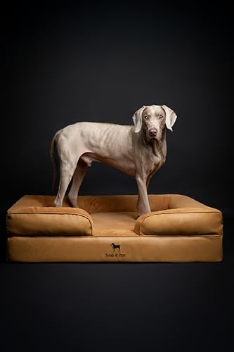 XL Dog Bed 45x35x11 Inch (Vegan Leather - Camel / X-Large)