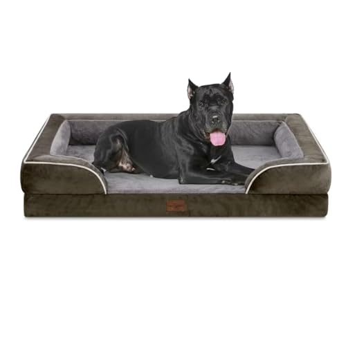 Waterproof Orthopedic Dog Beds for Extra Large Dog (53.0"L x 42.0"W x 8.5"Th / Dark Green)
