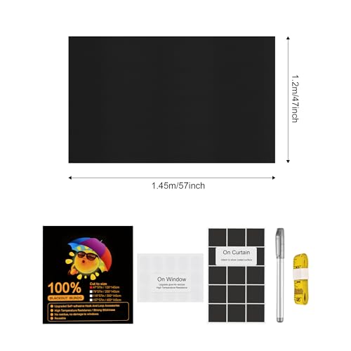 Blackout Window Cover (57"W x 47"H / Black)