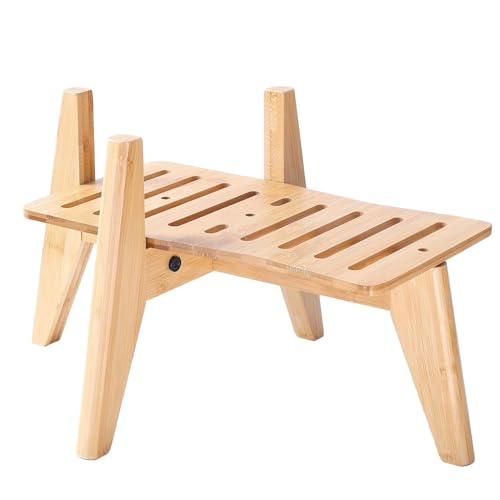 Dog Water and Food Dispenser Stand for Large Dogs (Large (Rectangular) / Bamboo-DL)