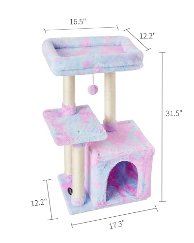 Cute Cat Tree Kitten Cat Tower Condo Cat Furniture Sisal Scratching Posts R (Rainbow)