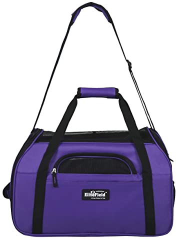 Soft Sided Pet Carrier for Cats & Small Dogs (17.0"L x 9.0"W x 12.0"H / Purple)