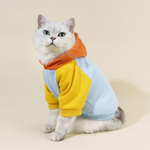 Basic Dog Hoodie Sweatshirt Puppy Sweater Warm Cat Costumes Pet Clothes for Chihuahua Puppy Kitten Small Medium Dogs Orange and Blue X (X-Large / Orange and Blue)