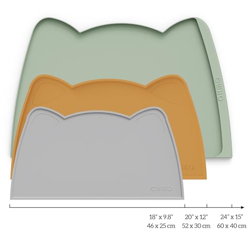 Cat Food Mat Silicone Pet Feeding Mat (18"L x 10"W / Ash Light Grey)