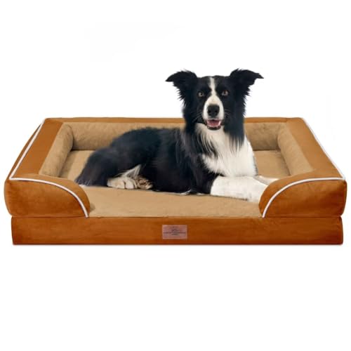 Waterproof Orthopedic Dog Beds for Large Sized Dog (36.0"L x 27.0"W x 8.0"Th / Orange)