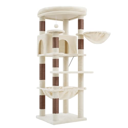 53.1" Corner Cat Tree for Large Cats (53 inch / Beige)