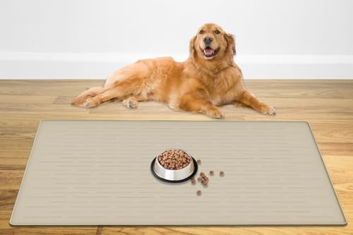 48" x 32" XXXL Largest Pet Food Mat (Beige / 48"L x 32"W)