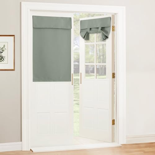 Blackout Door Window Curtains for Kitchen Back (Sage Green / 26"W x 40"L (Pack of 1))